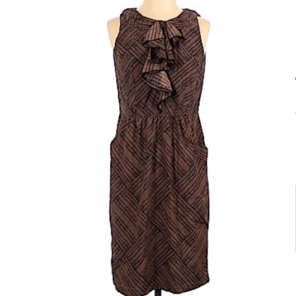 Nine West | Brown/Black Front Ruffle Dress